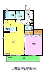 パークヒルズ陵南A 1LDKの間取図画像