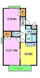 ハイツプラムナイン 2DKの間取図画像