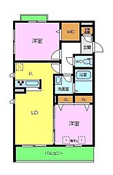シャーメゾンリラフォート 2LDKの間取図画像