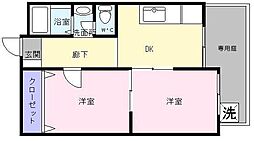 大栄マンション 2DKの間取図画像