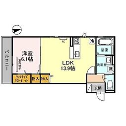 イーグル土師 1LDKの間取図画像