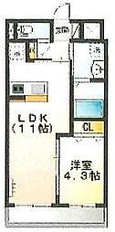 プリムローズ深井 1LDKの間取図画像