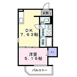 エフスタイル堺・堀上町1号館 1DKの間取図画像