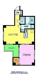 パークＴ’ホームズザビエル 9階1LDKの間取り