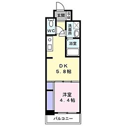 ＳＯＡＲ堺綾之町 2階1DKの間取り