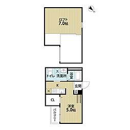 エール賑 1階1Kの間取り