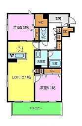 リヴェール 1階2LDKの間取り