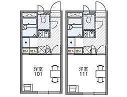 レオパレスプレンティ浜寺 1Kの間取図画像