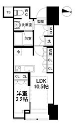 BrilliaTower堂島 1LDKの間取図画像