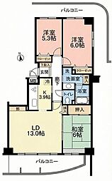 アーバンデュオちはら台弐番館 3LDKの間取図画像