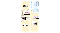 コルネット　ブラン 2階2LDKの間取り