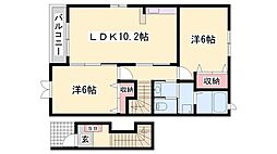 フラットワンA 2LDKの間取図画像