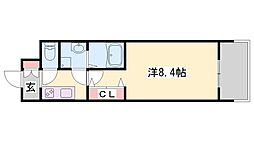 アルティザ姫路 1Kの間取図画像
