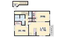 グランドゥールB 2LDKの間取図画像
