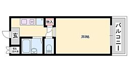 オークヒルズ苫編 1Kの間取図画像