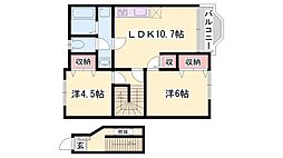 カリーノ・S 2LDKの間取図画像