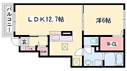 エスペランサ天神2 1LDKの間取図画像