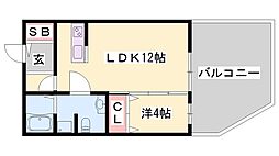 ジュネスコート 1LDKの間取図画像
