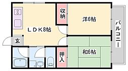 長田コーポ 2DKの間取図画像