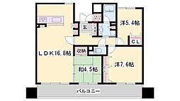 グラジオ城陽ロマネスク 3LDKの間取図画像