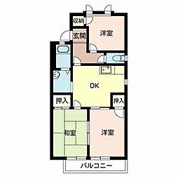 ガーデンハイツ緑ケ丘E棟 3DKの間取図画像