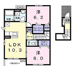 パンリーヴル 2LDKの間取図画像