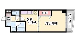 メルベーユコート 1DKの間取図画像