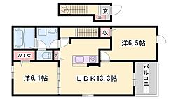 メルヴェイユA 2LDKの間取図画像
