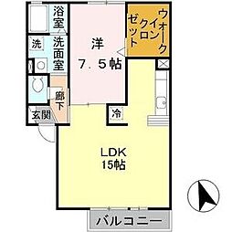 シロス船上B棟 1LDKの間取図画像
