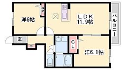 シャーメゾンフローラ 2LDKの間取図画像