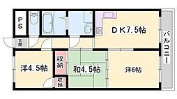 リープラス滝野社 3DKの間取図画像