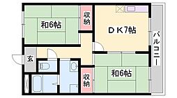 ハイツ早瀬公園前 2DKの間取図画像
