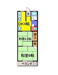 ヒラタコーポ 2DKの間取図画像