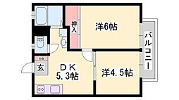 サンシティー蓼科 2DKの間取図画像