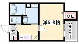 ALEGRIA飾磨 1Kの間取図画像