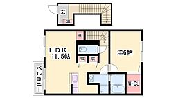 フリーデンC棟 1LDKの間取図画像