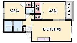 エステートパレスA棟 2LDKの間取図画像