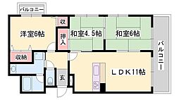 ツインピアA棟 3LDKの間取図画像