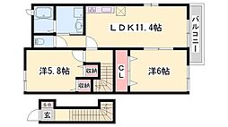 ベイローレル 2LDKの間取図画像