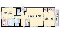 カーサフェリーチェ 2LDKの間取図画像