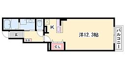 モアエトワール 1Kの間取図画像