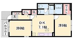 ムックインアサカ2 2DKの間取図画像