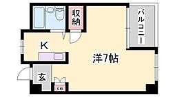 カンフォート花北 ワンルームの間取図画像