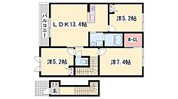 ヴィララタウィ 3LDKの間取図画像