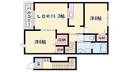 グランディアストシ 2LDKの間取図画像
