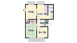 フレグランス金保A棟 3DKの間取図画像