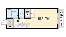 RinkyGarden ワンルームの間取図画像