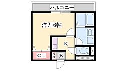 ラフィネ 1Kの間取図画像