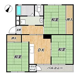 渦森団地11号館 3DKの間取図画像