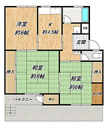 渦森団地3号館 3DKの間取図画像